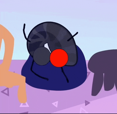a cartoon drawing of a bug with a red nose and eyes