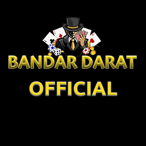 a logo for bandar darat official shows a man holding playing cards