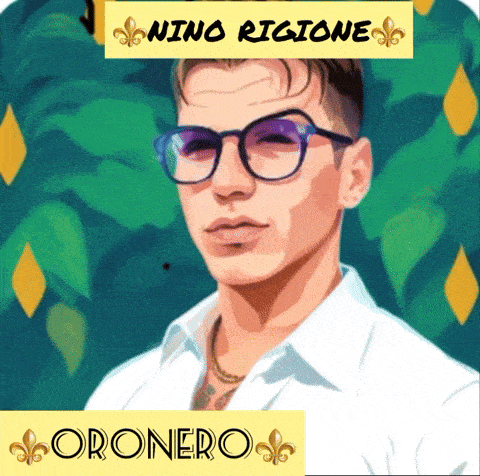 a drawing of a man wearing glasses and a white shirt with the words nino ragione on the bottom