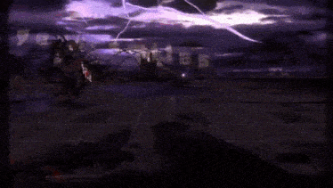 a person is standing on a tiled floor in a video game and being attacked by a monster .