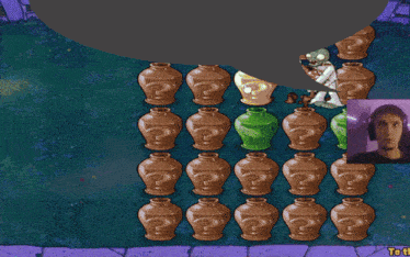 a screenshot of a video game called plants vs zombies with a picture of a man on the bottom left