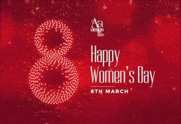 a red background with the words happy women 's day 8th march on it