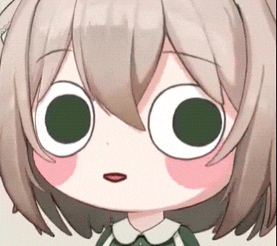 a close up of a cartoon character 's face with big eyes .