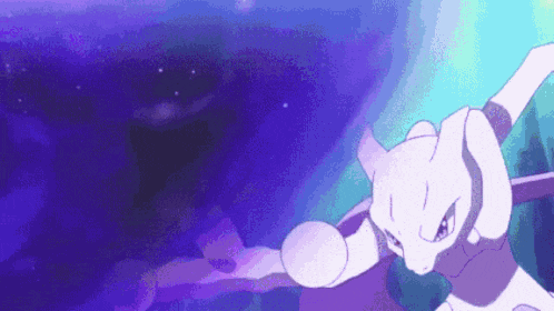 a pokemon is fighting another pokemon in a purple background .
