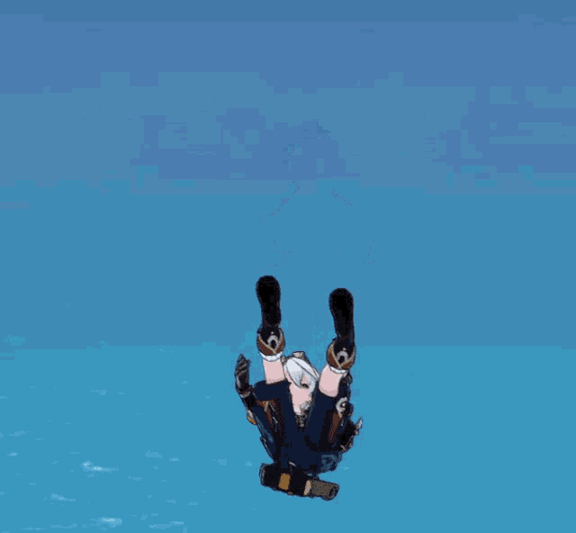 a cartoon character is holding a sword and wearing goggles and shorts