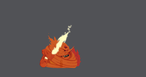 a cartoon character with a flame coming out of it 's mouth
