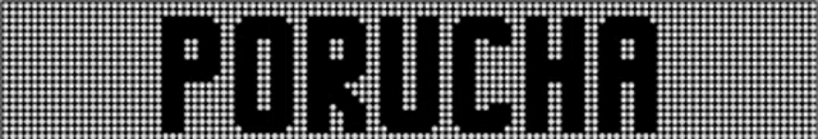 the word poncho is written in black and white dots on a black and white background .