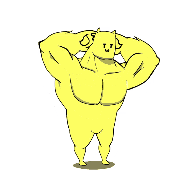 a cartoon drawing of a yellow cat with a face that says t w