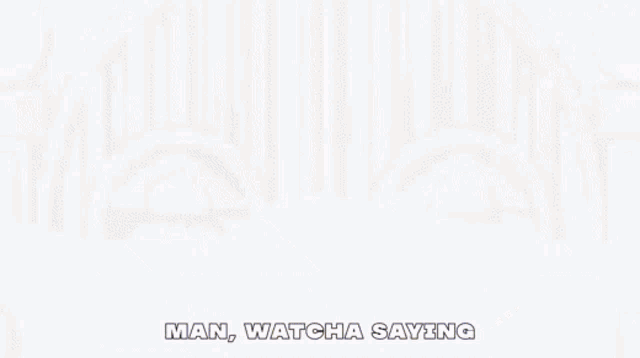 a stained glass window with the words man watcha saving written below it