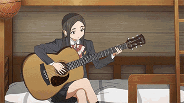 Akebi Chan Anime GIF - Akebi Chan Anime Playing Guitar GIFs