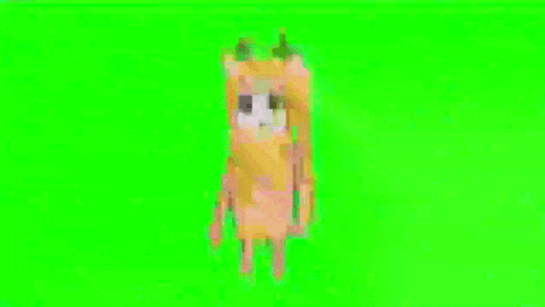 a cartoon character with a green screen behind him