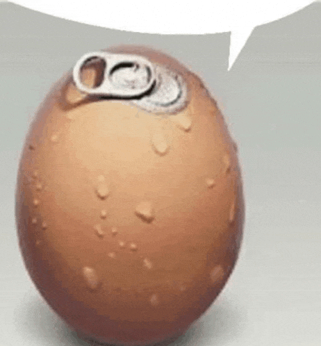 a brown egg with water drops on it and a can opener on it .