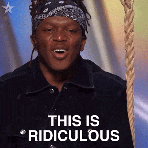 a man wearing a bandana and a black jacket says " this is ridiculous "
