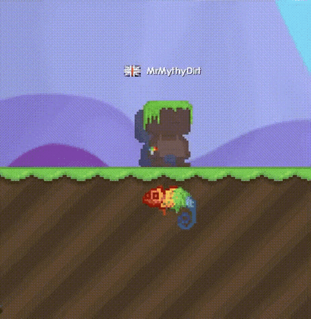 a chameleon is sitting in the dirt in a video game with a purple background .