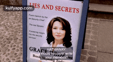 a sign that says lies and secrets with a picture of a woman