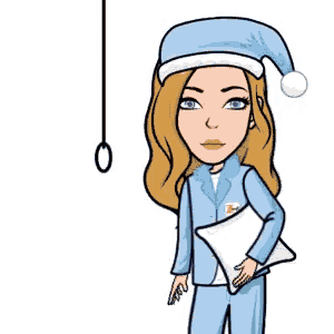 a cartoon of a woman wearing pajamas and a santa hat