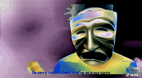 a cartoon of a man with a mask says i 'm sorry i 'm late