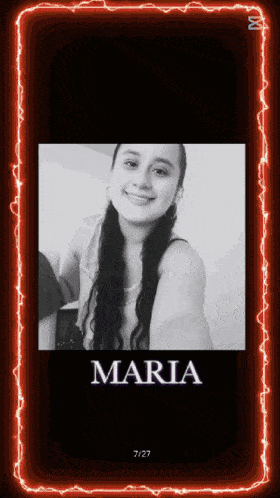 a black and white photo of a woman with the name maria on the bottom