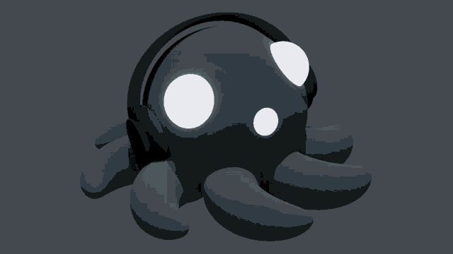 a cartoon octopus wearing headphones with white lights