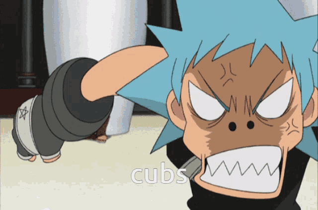a cartoon character with the word cubs written on the bottom
