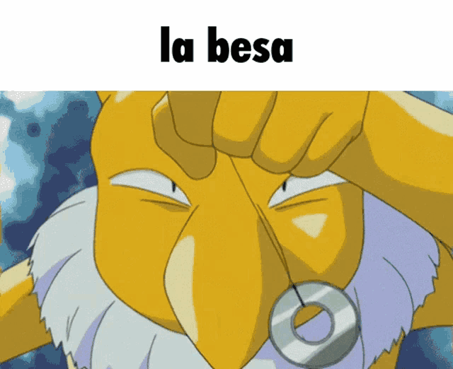 a cartoon character with a beard and a ring around his neck says la besa