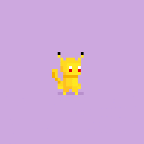 a pixel art drawing of a pikachu with a lightning bolt in the background