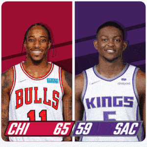 two basketball players from the bulls and kings