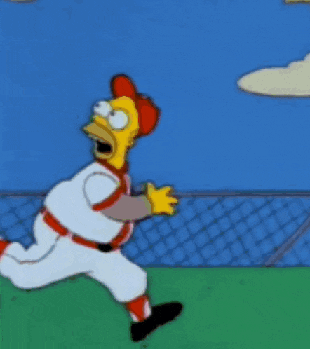 a cartoon of homer simpson holding a baseball glove
