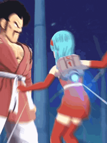 a cartoon of a man and a woman with the number 1 on their backs