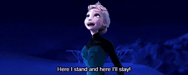 a blue background with the words here i stand and here i 'll stay written on it