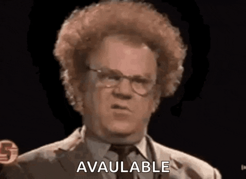 a man with curly hair and glasses is wearing a suit and tie and saying available .