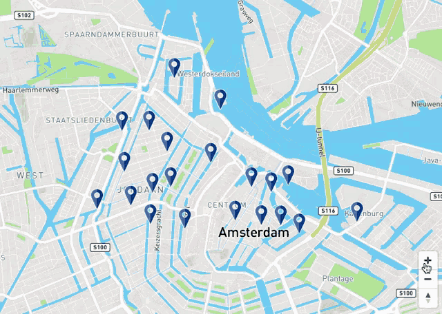 a map of a city shows the eye film institute in the netherlands