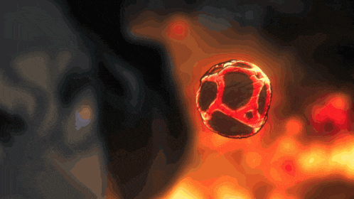 a computer generated image of a red sphere with a circle in the middle