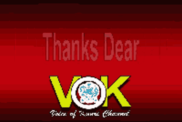 a red background with the words thanks dear vox on it