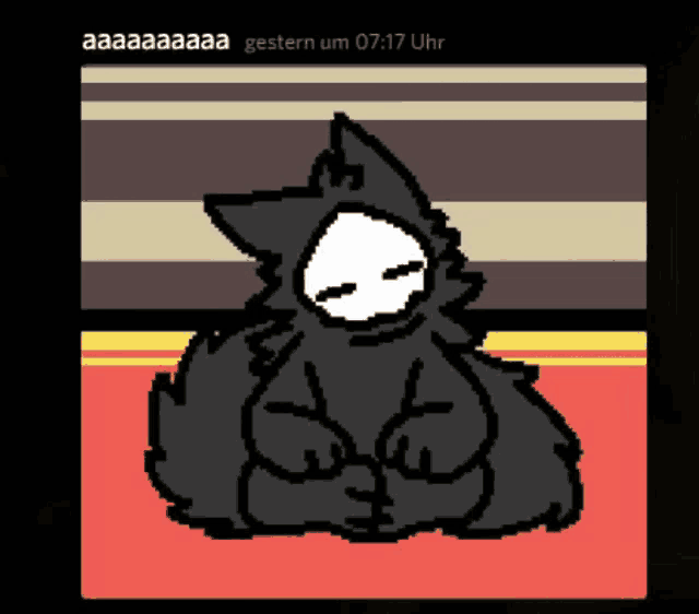 a drawing of a black and white animal with the time of 7:17 on the bottom