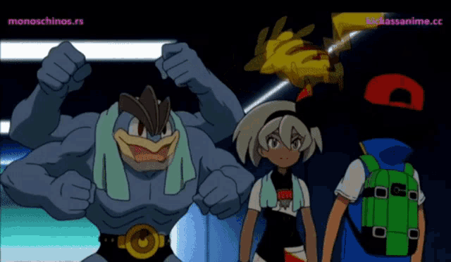 a group of cartoon characters are standing next to each other with the words monoschinos.rs in the corner