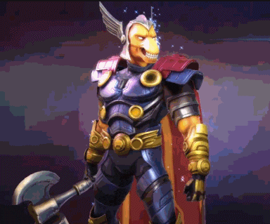 a pixel art of thor holding a sword and shield