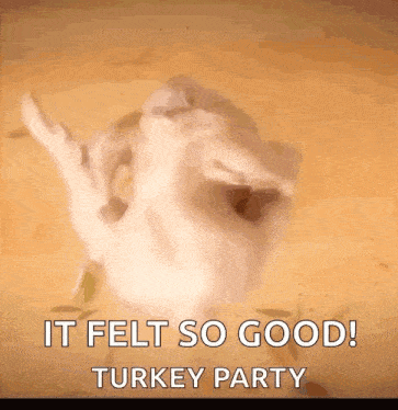 a picture of a turkey with the words it felt so good turkey party below it