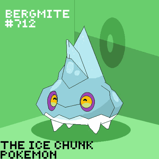 a pixel art drawing of a pokemon called bergmite # 712