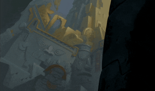 a cartoon of a man hugging another man in a dark room