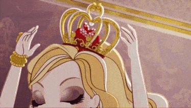 a cartoon girl wearing a crown with a heart on it