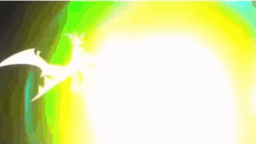 a silhouette of a dragon flying in the air with a green and yellow background