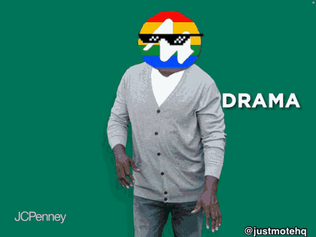 a man with a rainbow ball on his head with the word anxiety written above him