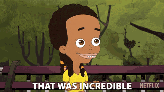 a cartoon of a girl with the words that was incredible