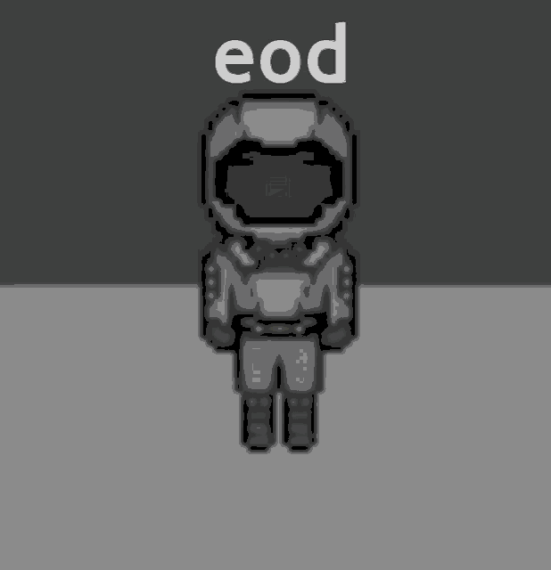 a pixel art of an astronaut with the word eod written above him