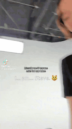 a tiktok video shows a man saying " literally me if someone asks for my name i am steve "