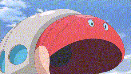 a close up of a cartoon character 's face with blue eyes