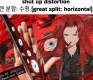 a woman with red hair is holding a sword in her hand and a red background .