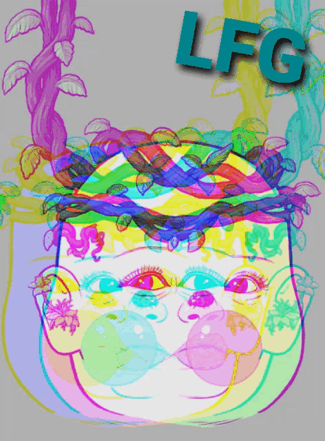 a colorful drawing with the word lfg on the bottom