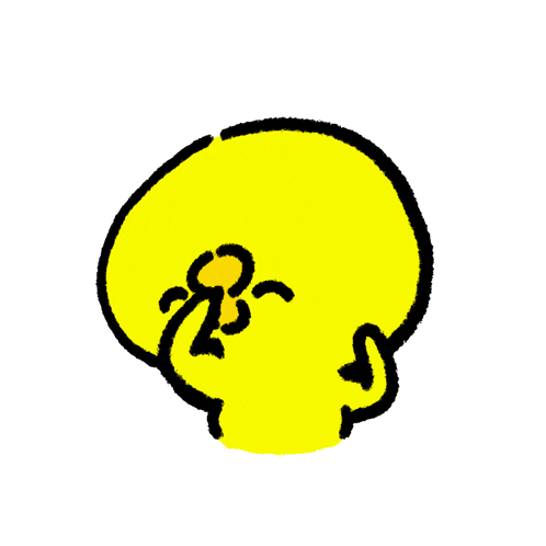 a cartoon drawing of a chick with a heart above it